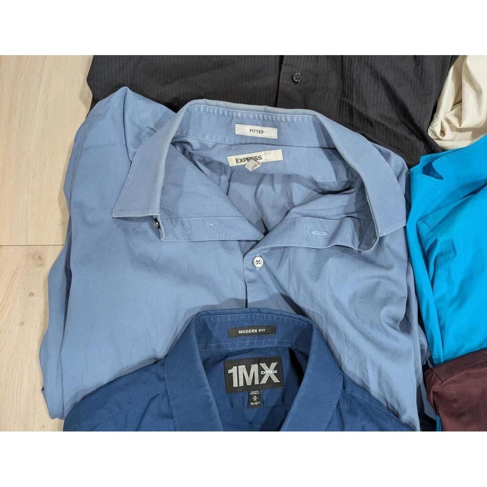Lot Of Six (6) Mens Express 1MX Button Down Long Sleeve Dress Shirts Size Medium - Picture 3 of 7